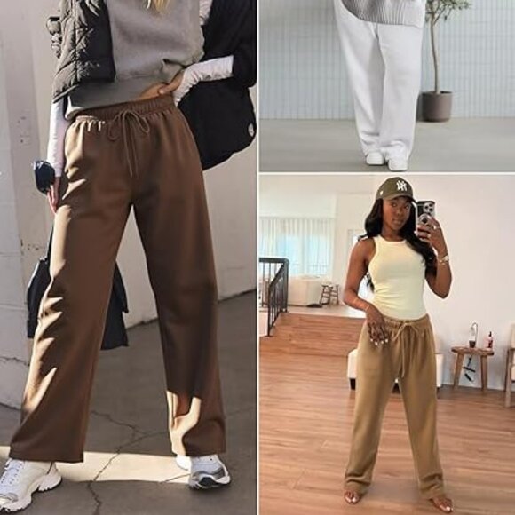 Y2K Fleece-Lined Wide Leg Sweatpants | Black High-Waist Straight Joggers - Picture 5 of 7